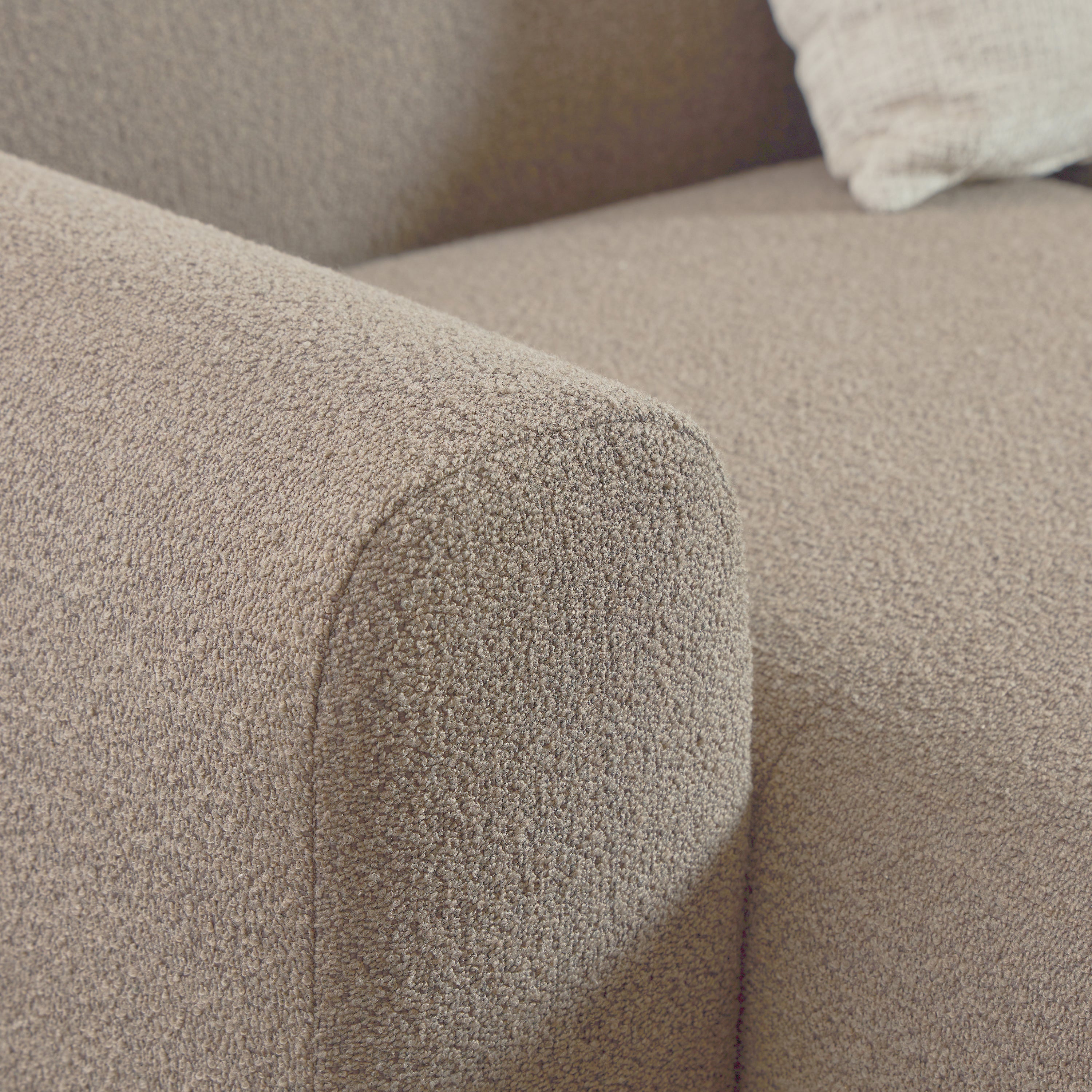 Midfield Left Hand Facing 2 Seater Chaise Longue in Boucle Beige Fabric