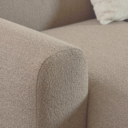 Midfield Left Hand Facing 2 Seater Chaise Longue in Boucle Beige Fabric