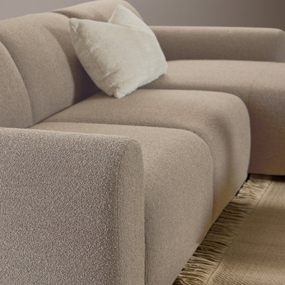 Midfield Right Hand Facing 2 Seater Chaise Longue in Boucle Beige Fabric