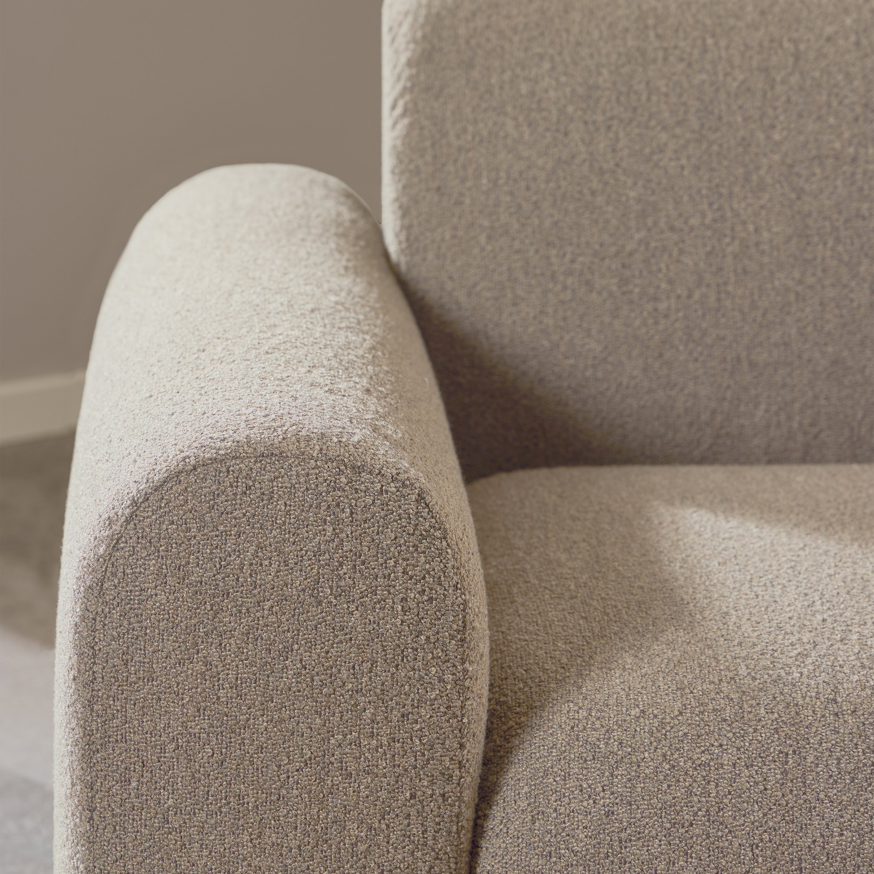 Midfield Right Hand Facing 2 Seater Chaise Longue in Boucle Beige Fabric