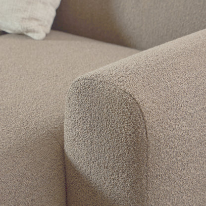 Midfield Right Hand Facing 2 Seater Chaise Longue in Boucle Beige Fabric