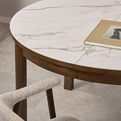 Southampton Round Extendable Dining Table in Cream Ceramic 120x75cm