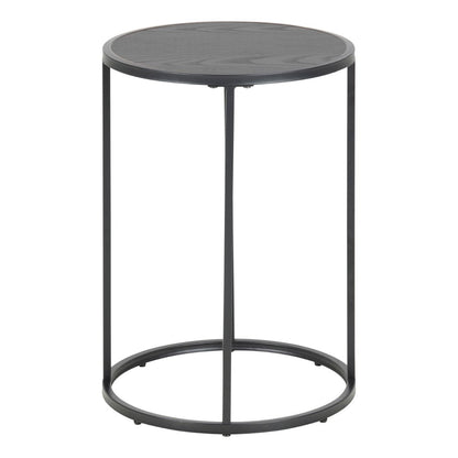 Seaford Black Metal Small Round Side Table with Black Top