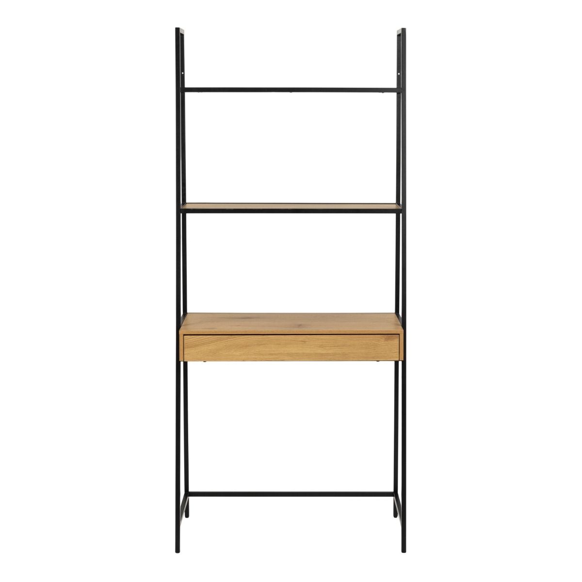 Seaford Bookcase Desk with 1 Drawer in Black and Oak