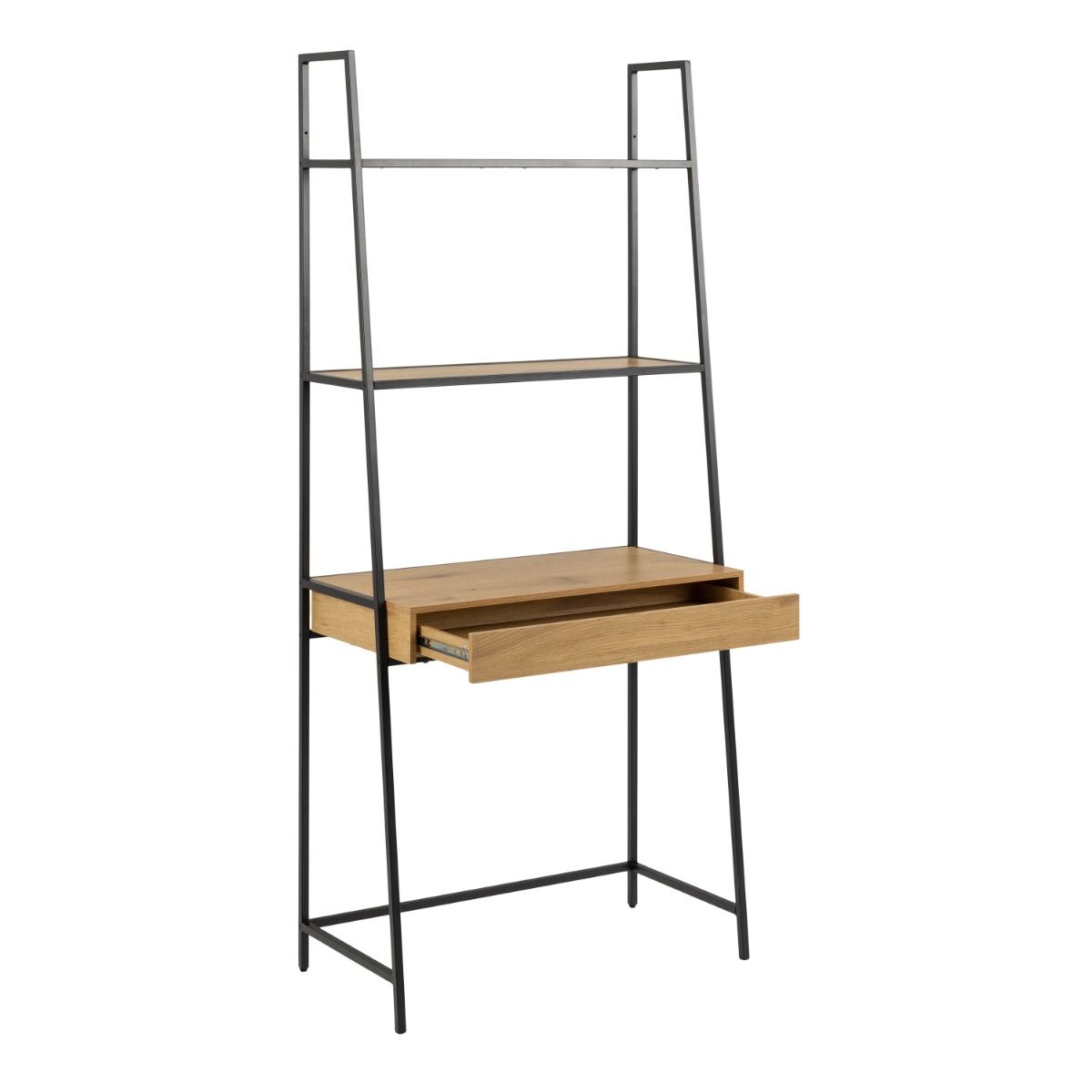 Seaford Bookcase Desk with 1 Drawer in Black and Oak