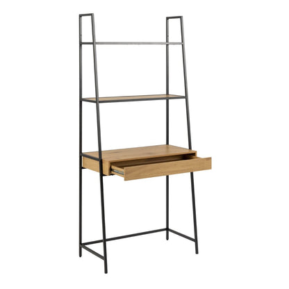 Seaford Bookcase Desk with 1 Drawer in Black and Oak