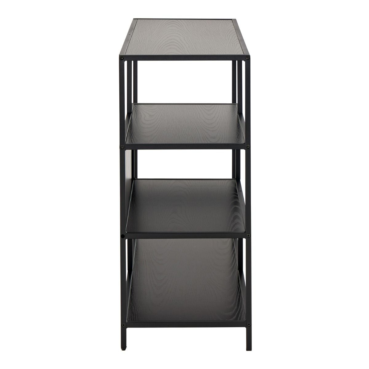 Seaford Wide Ash Black Metal Bookcase With 4 Black Ash Shelves
