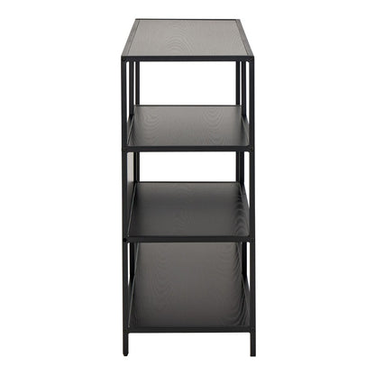 Seaford Wide Ash Black Metal Bookcase With 4 Black Ash Shelves