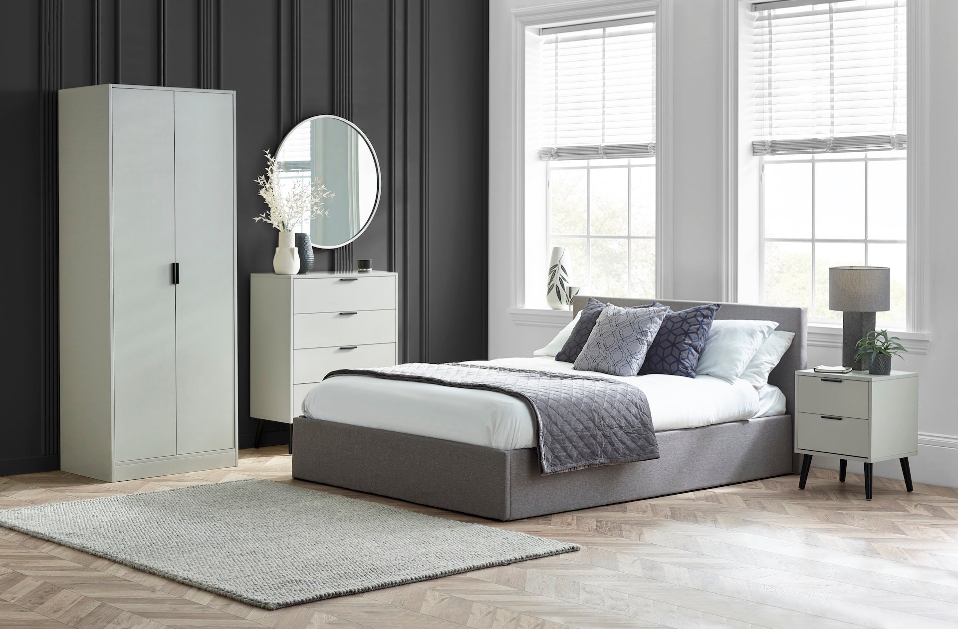 Alba 2 Drawer Bedside - Silk Grey