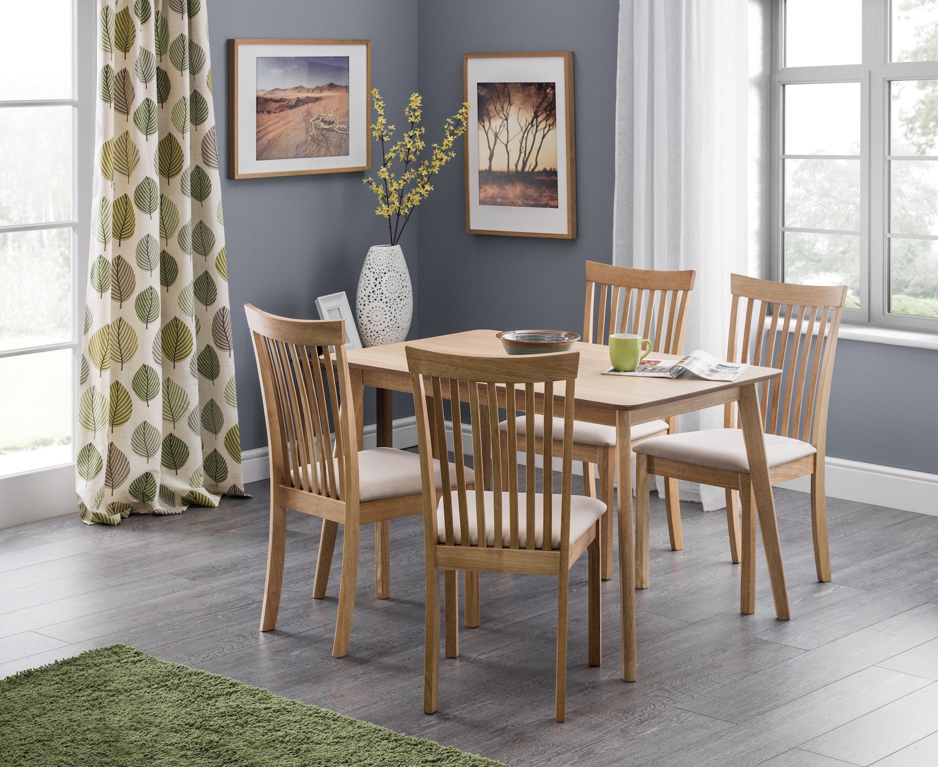 Boden Oak Veneer Rectangular Table With Tapered Legs