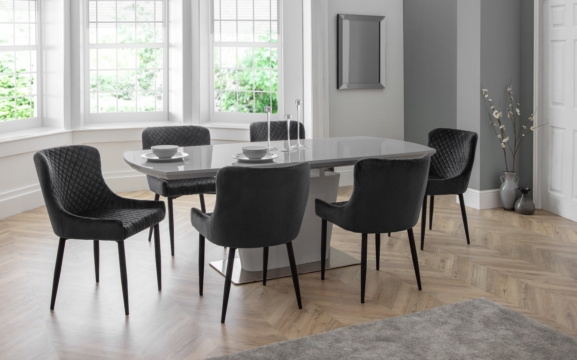Como High Gloss Extending Table - Grey