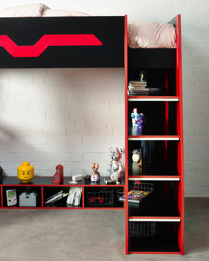 Eagle Single Gaming Highsleeper Bed - Black and Red