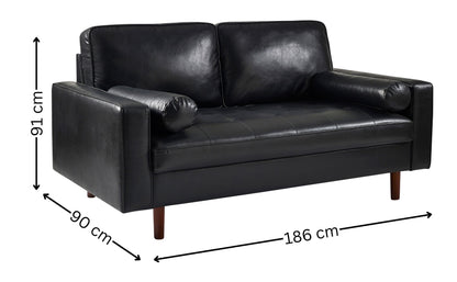 Henley Black Faux Leather 3 Seater Sofa