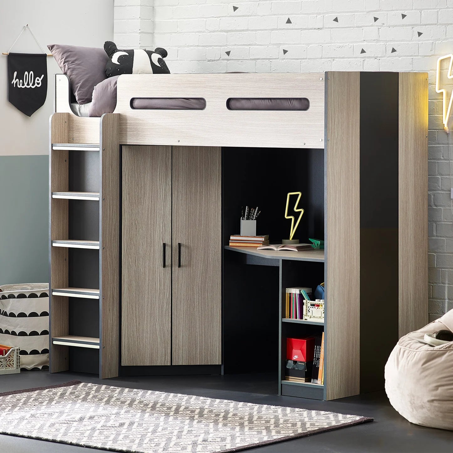 Hercules High Sleeper - Woodgrain & Anthracite