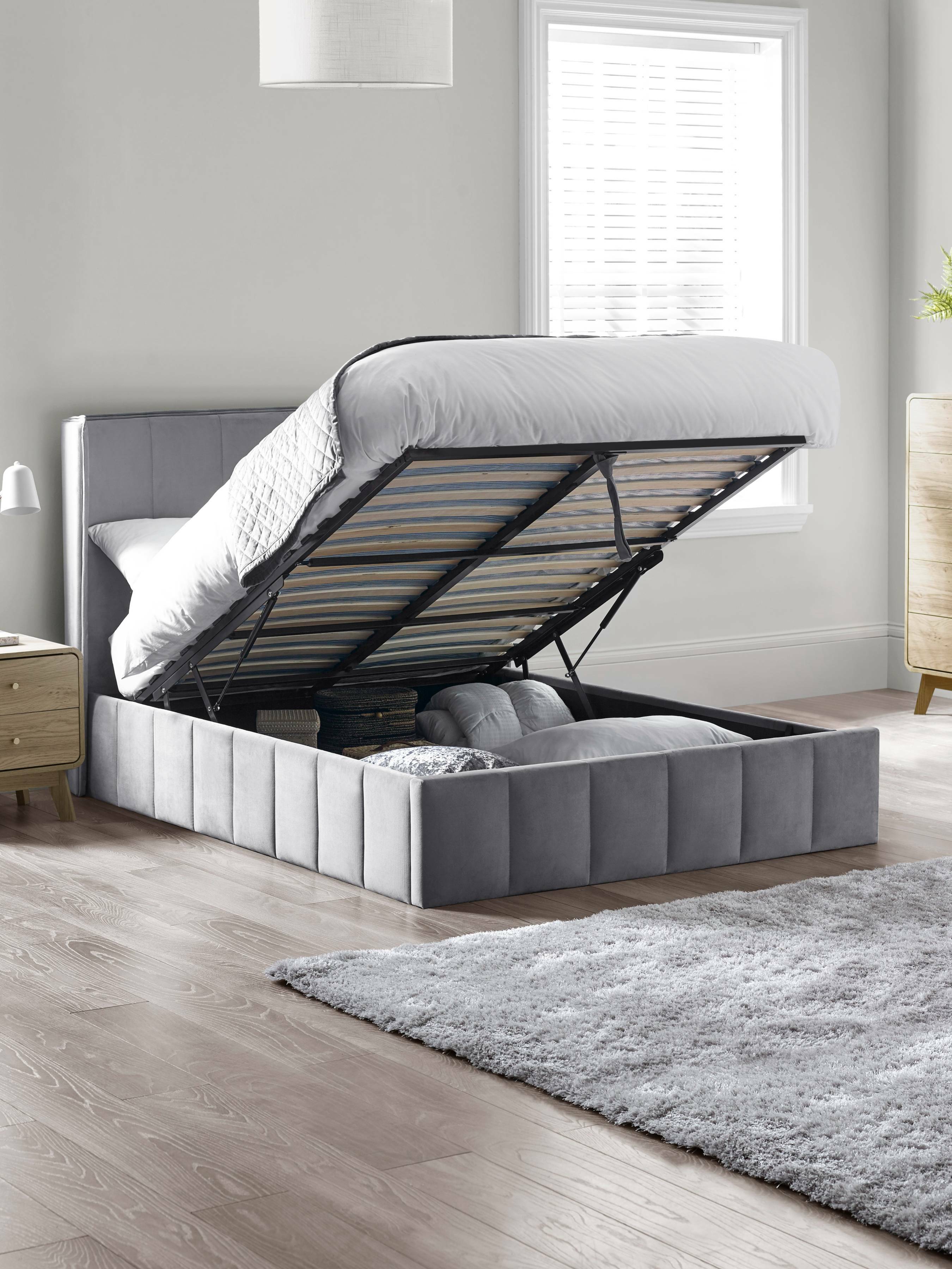 Katie Ottoman Storage Bed Frame - Grey Velvet