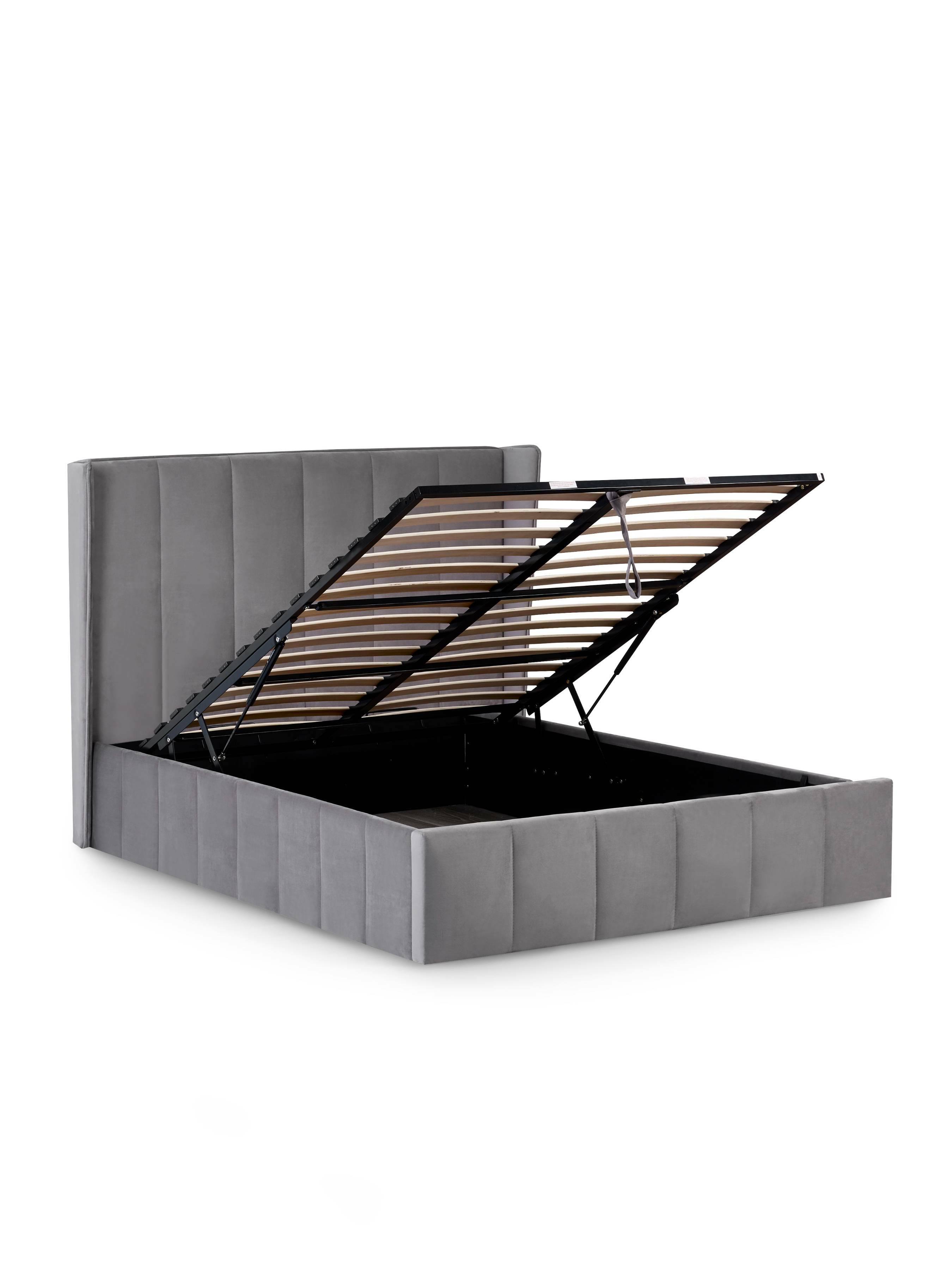 Katie Ottoman Storage Bed Frame - Grey Velvet