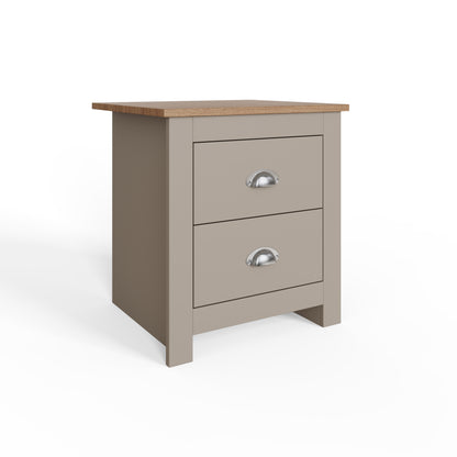 Lancaster 2 Drawer Bedside Grey