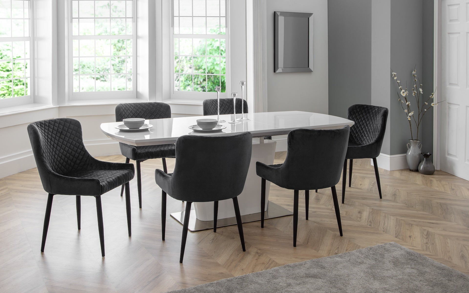 Luxe Velvet Dining Chairs - Grey (Set Of 2)