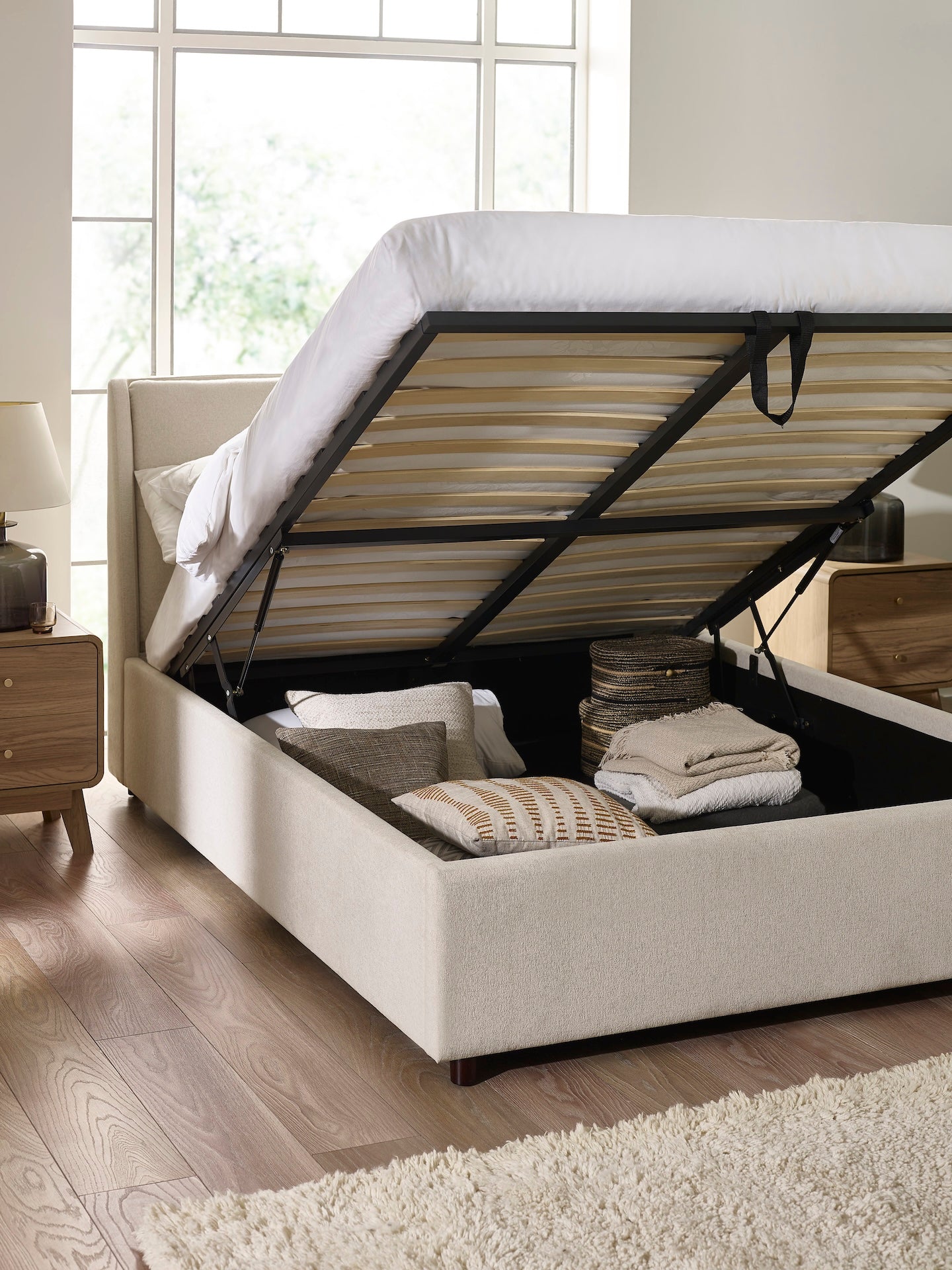Maddock Ottoman Storage Bed - Beige