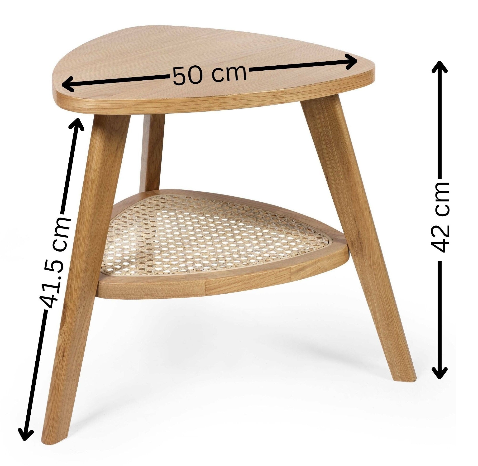 Vera Oak Triangular Side Table with Shelf