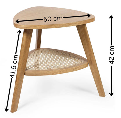 Vera Oak Triangular Side Table with Shelf