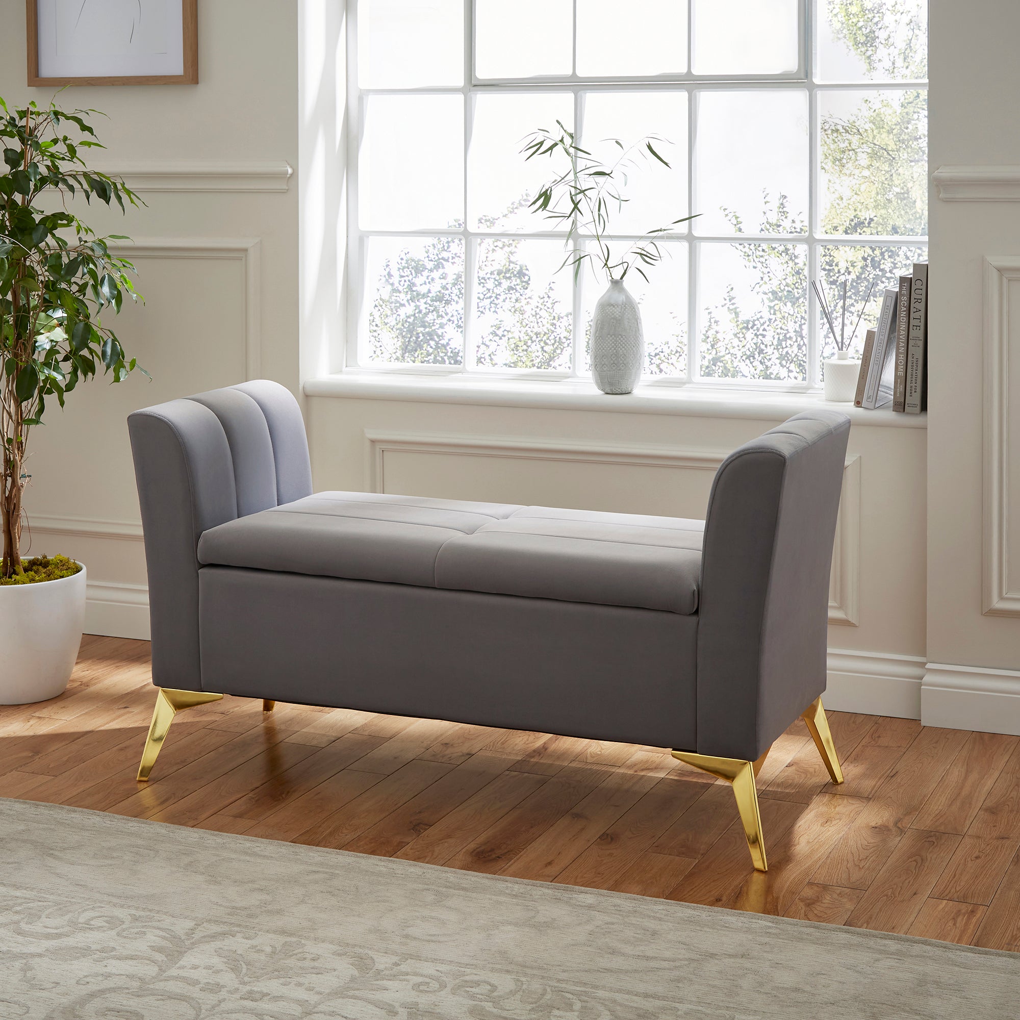 Pettine Ottoman Storage Bench Grey