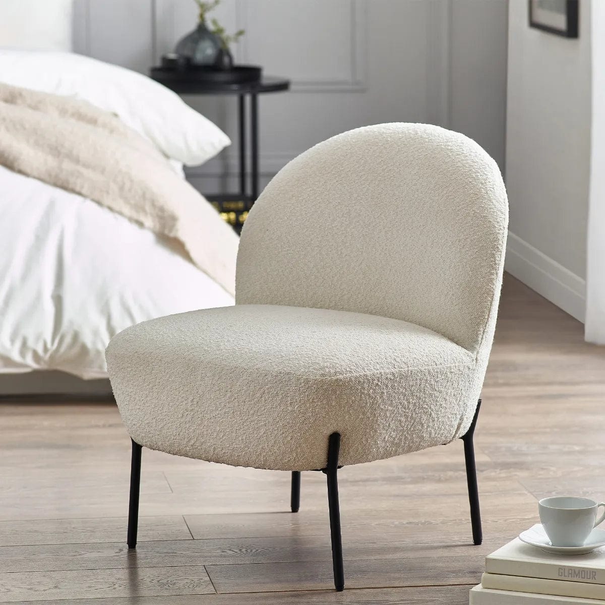 Julian Bowen Accent Chair Lulu Boucle Accent Chair - Ivory Bed Kings