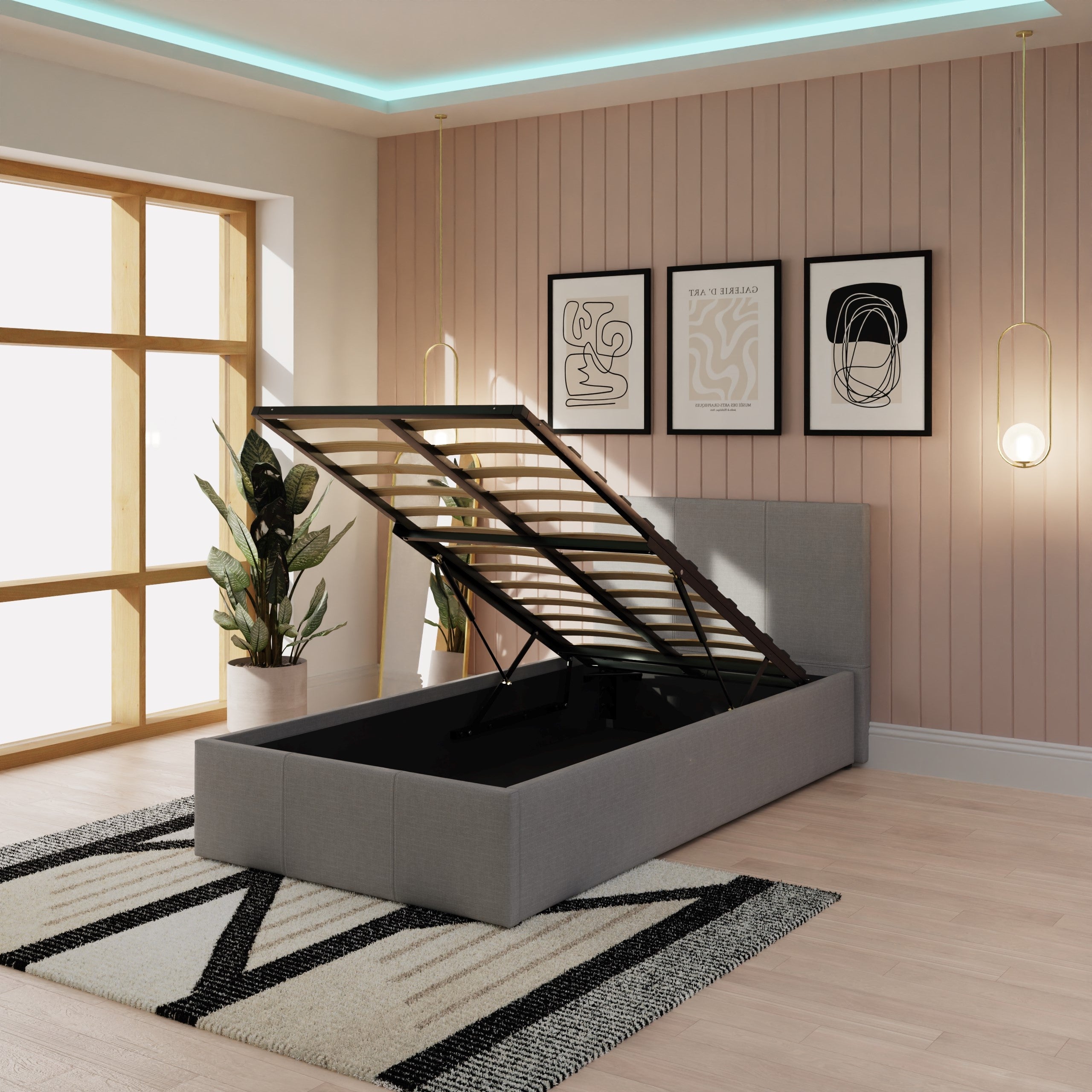 End Lift Ottoman Bed Grey