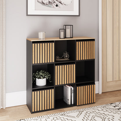 Kube 3X3 Storage Kube Black/Medium Oak
