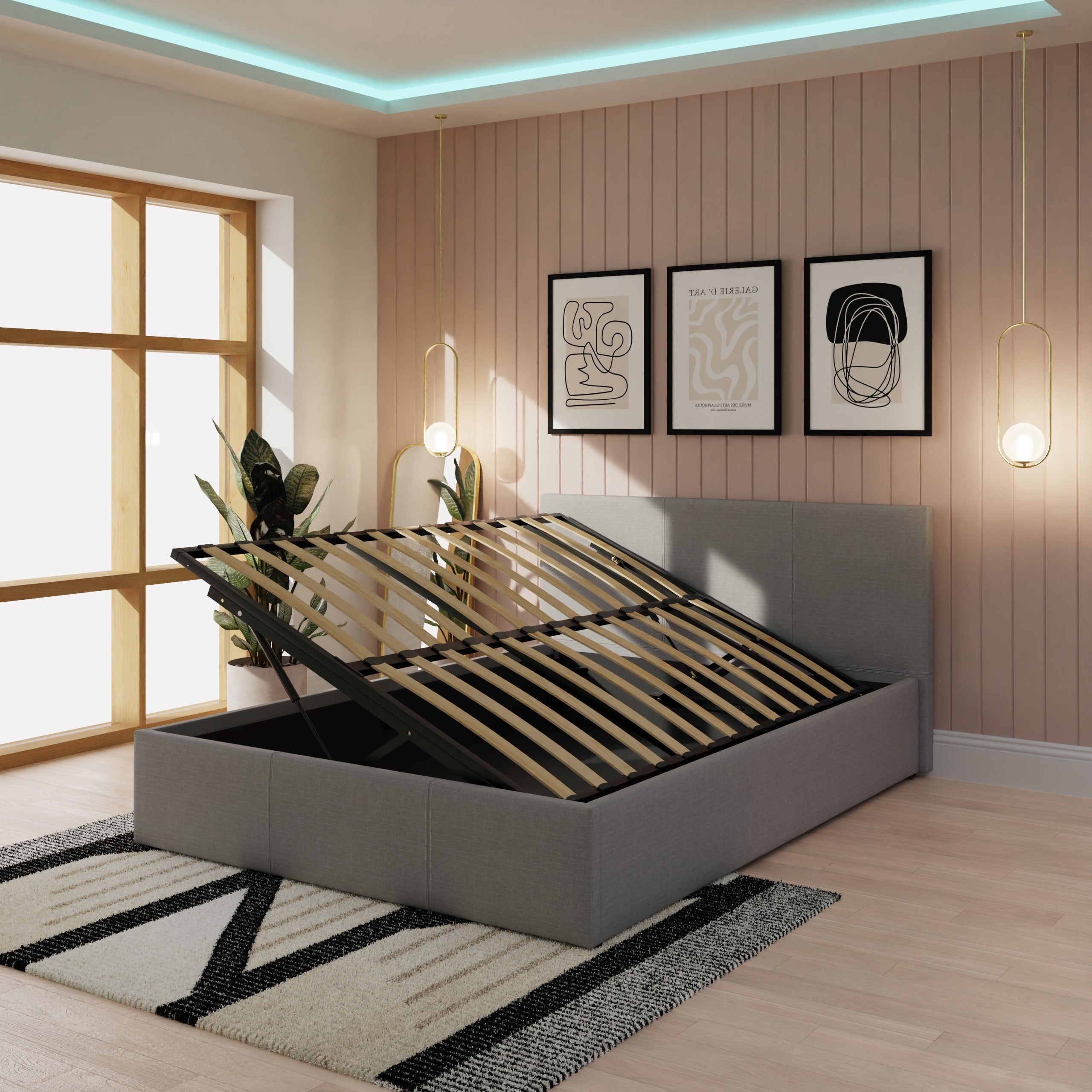 Side Lift Ottoman Bed Grey