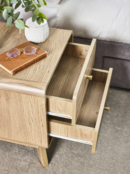 Ingrid 2 Drawer Bedside Oak