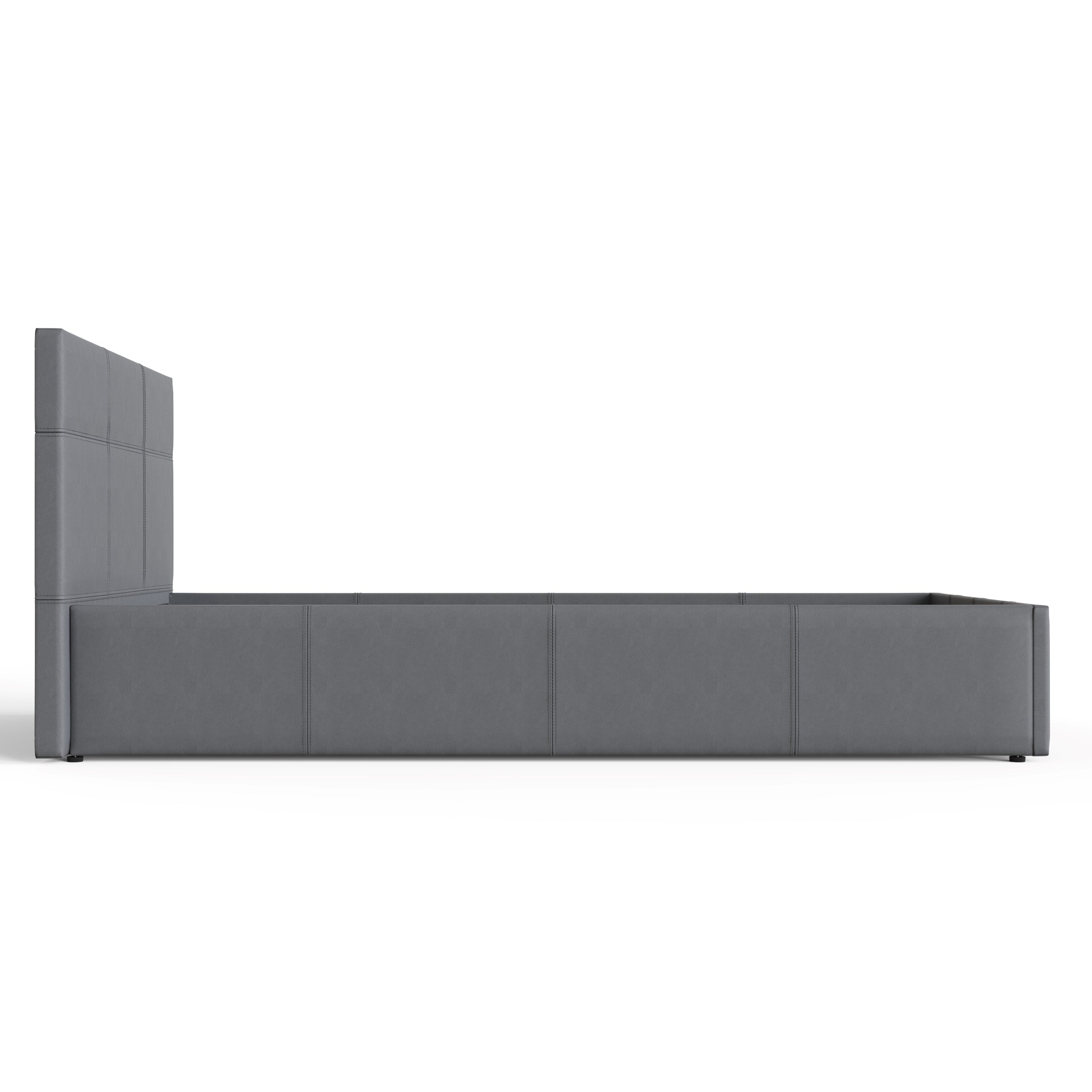 End Lift Ottoman Bed Grey Leather