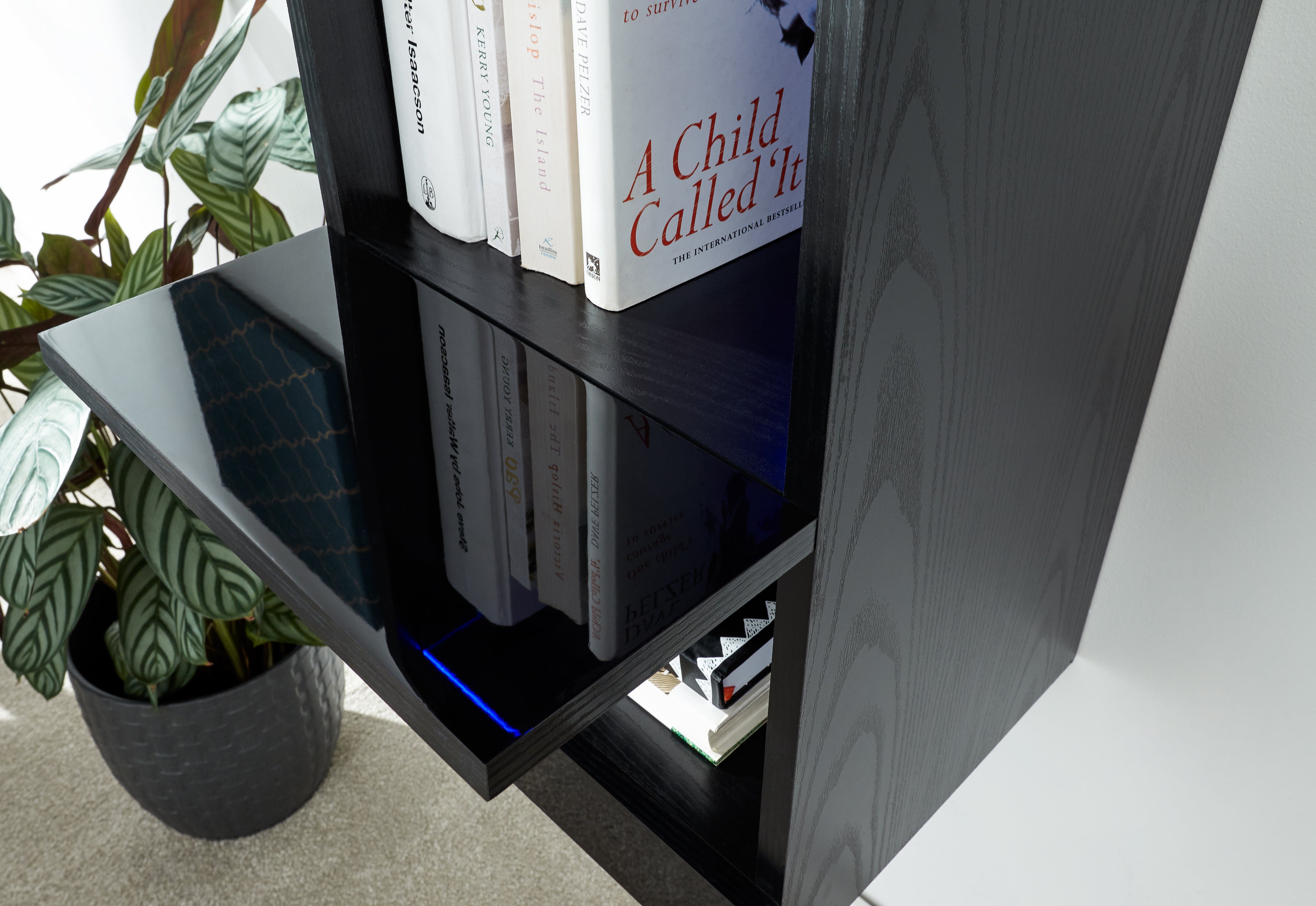 Galicia Tall Shelf Unit With Led Black