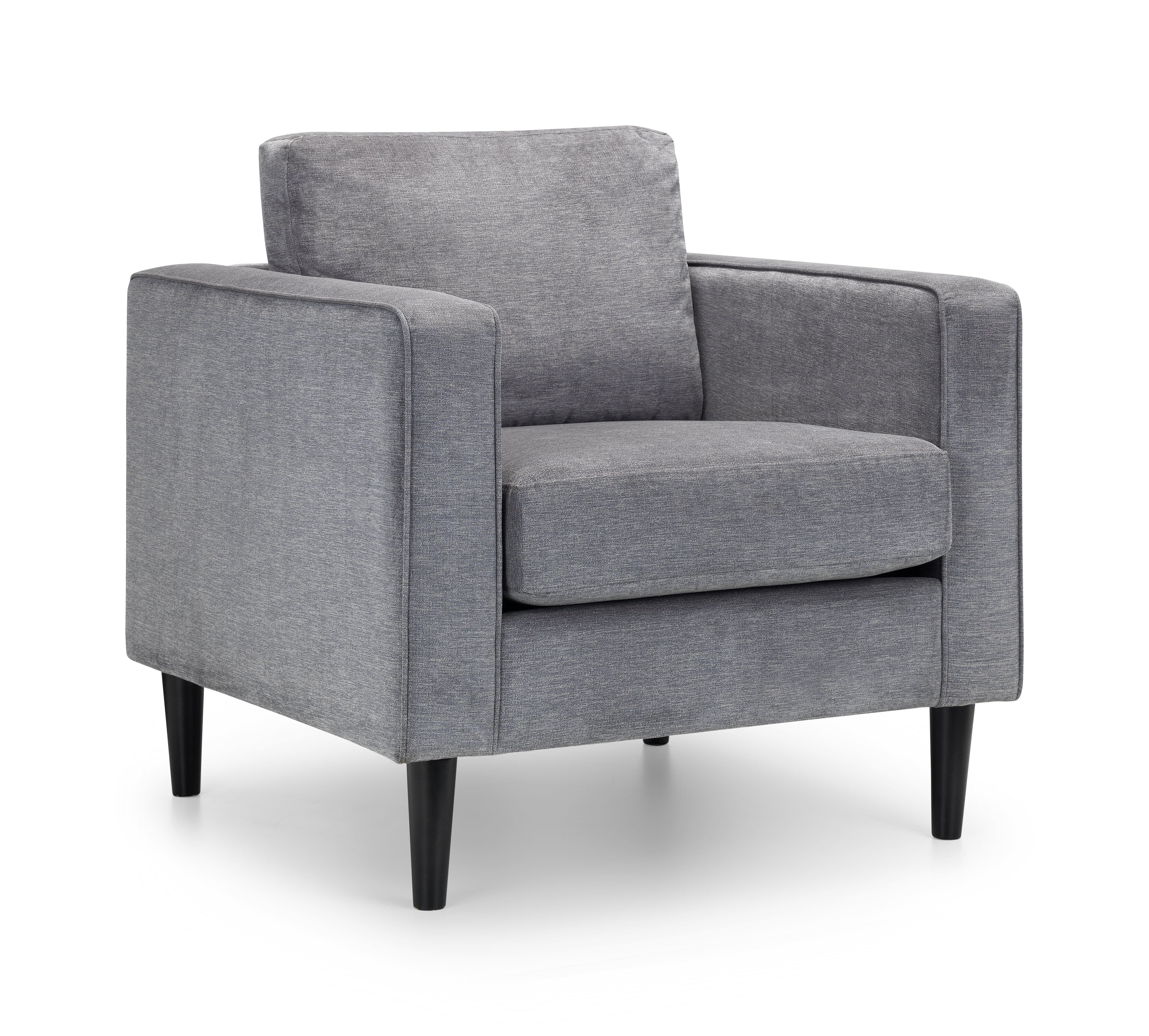 Julian Bowen Armchair Hayward Chair - Dark Grey Chenille Fabric Bed Kings