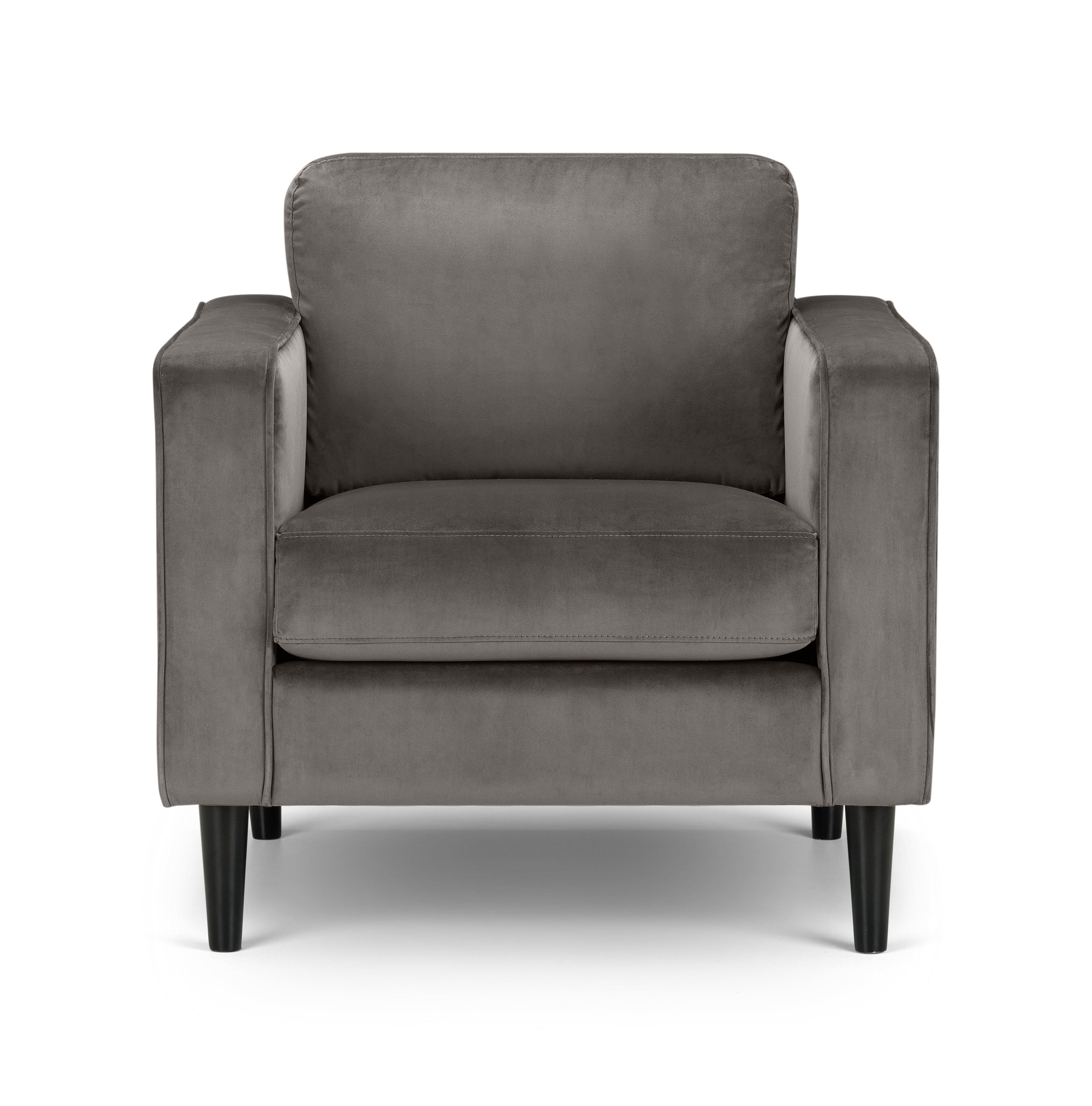 Julian Bowen Armchair Hayward Velvet Armchair - Grey Bed Kings