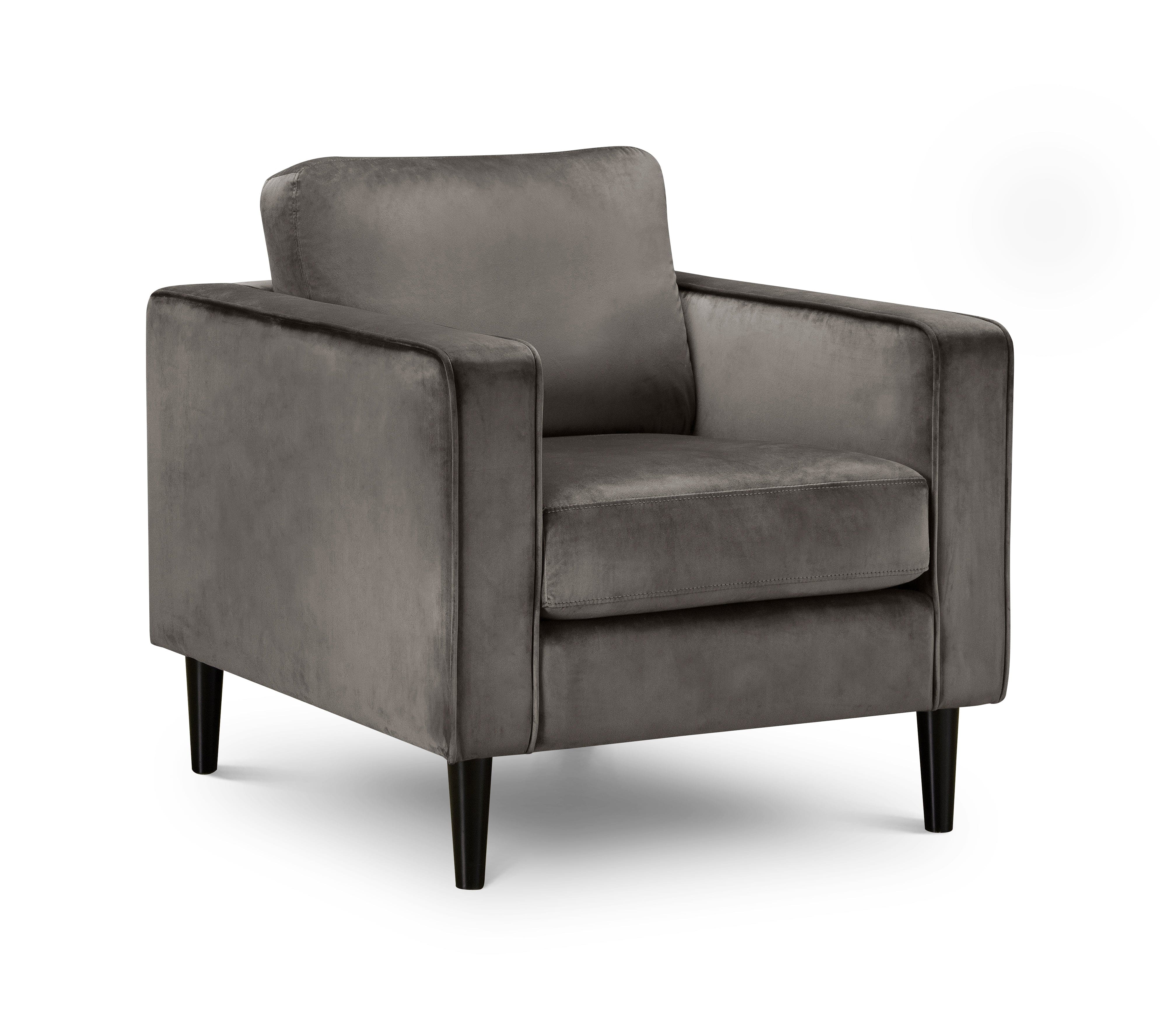 Julian Bowen Armchair Hayward Velvet Armchair - Grey Bed Kings