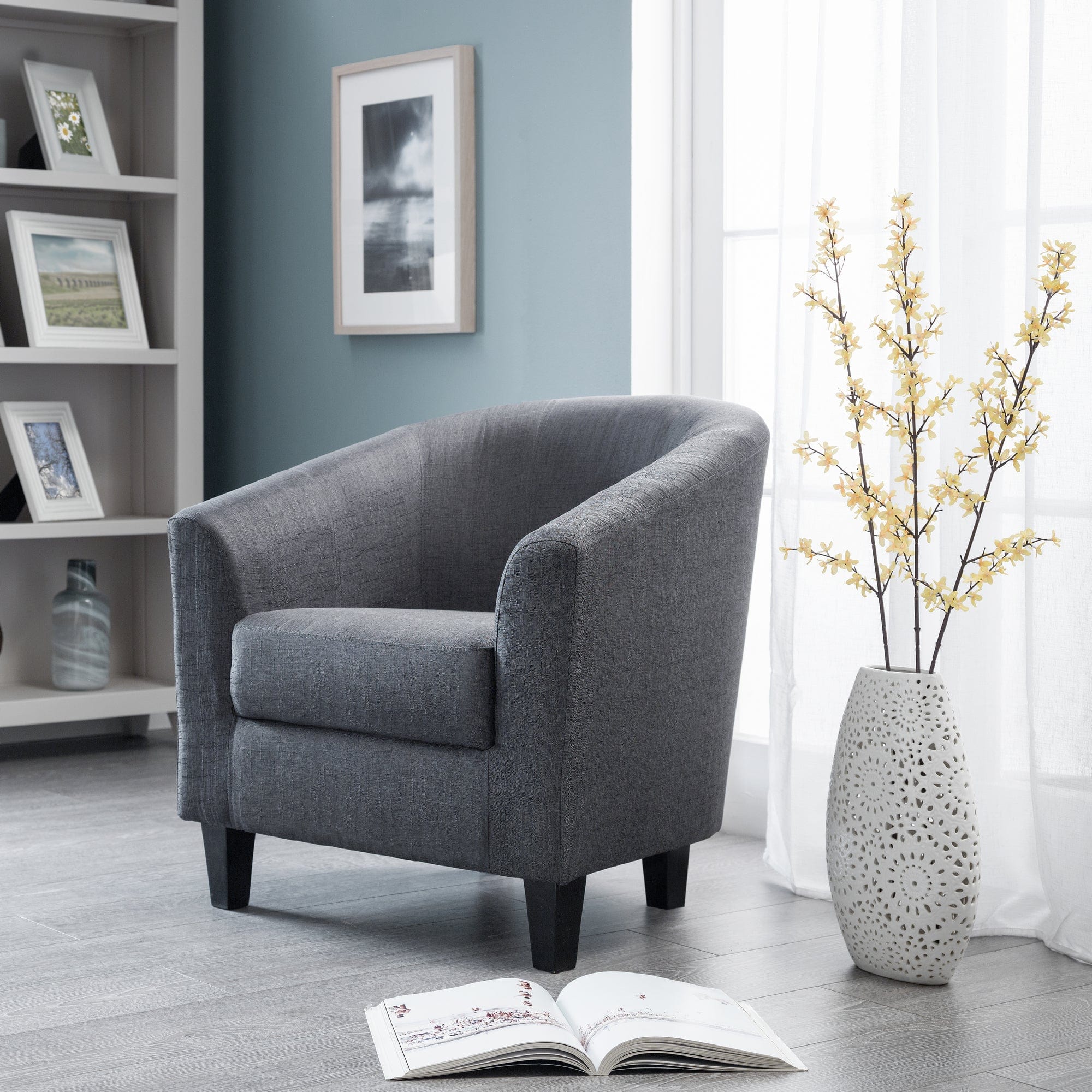 Julian Bowen Armchair Hugo Tub Chair - Slate Grey Bed Kings