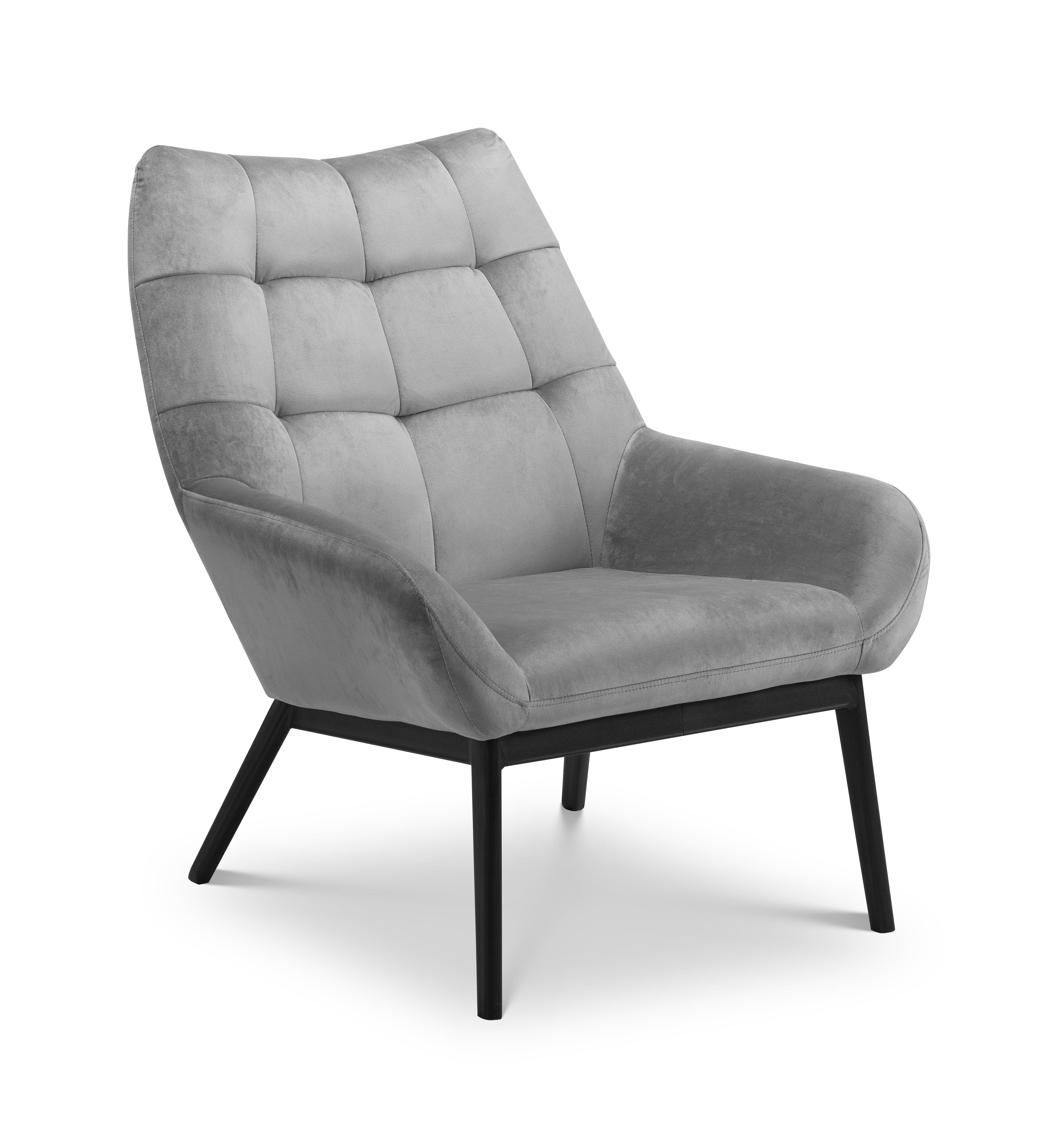 Julian Bowen Armchair Lucerne Velvet Chair - Grey Bed Kings