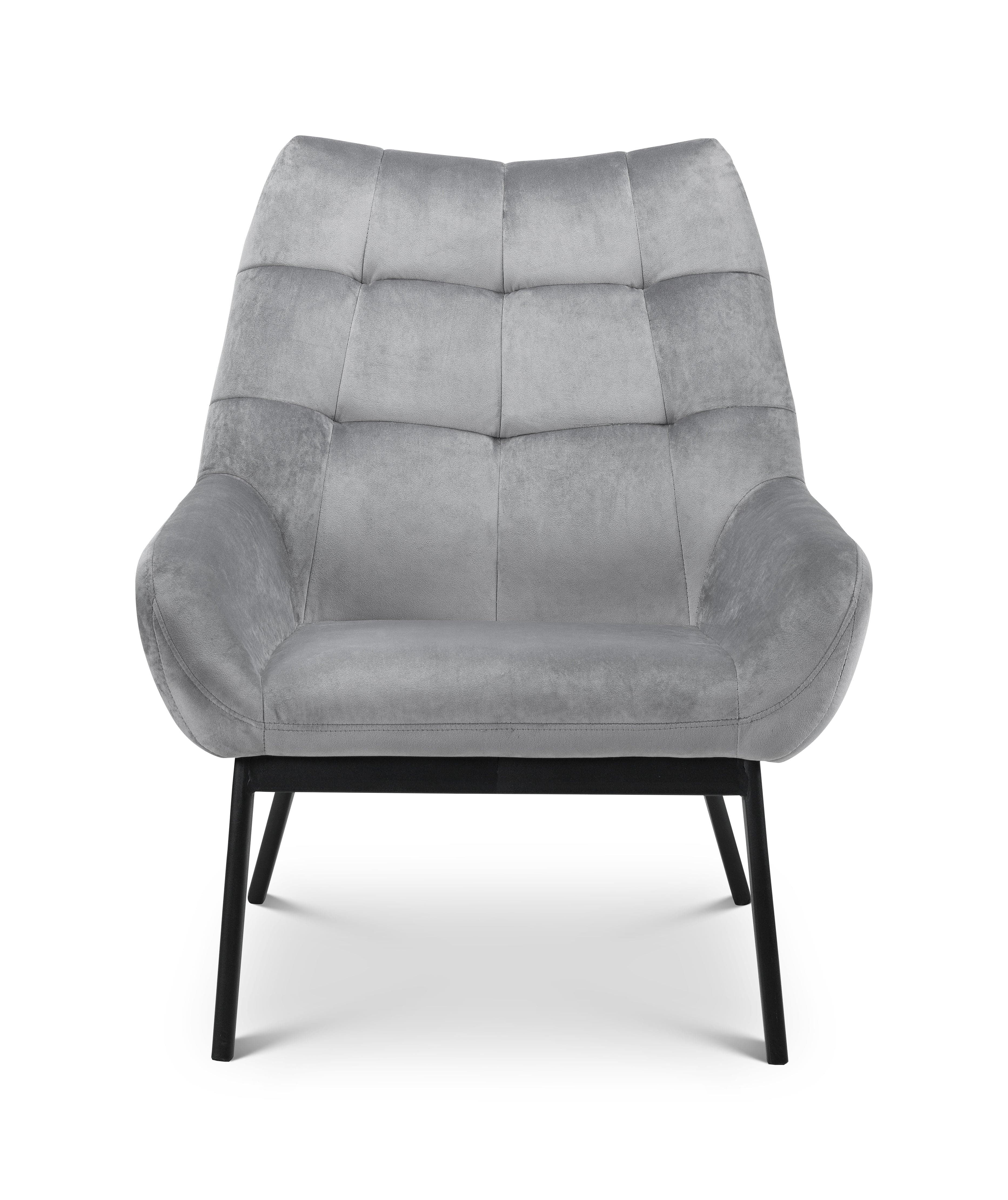 Julian Bowen Armchair Lucerne Velvet Chair - Grey Bed Kings