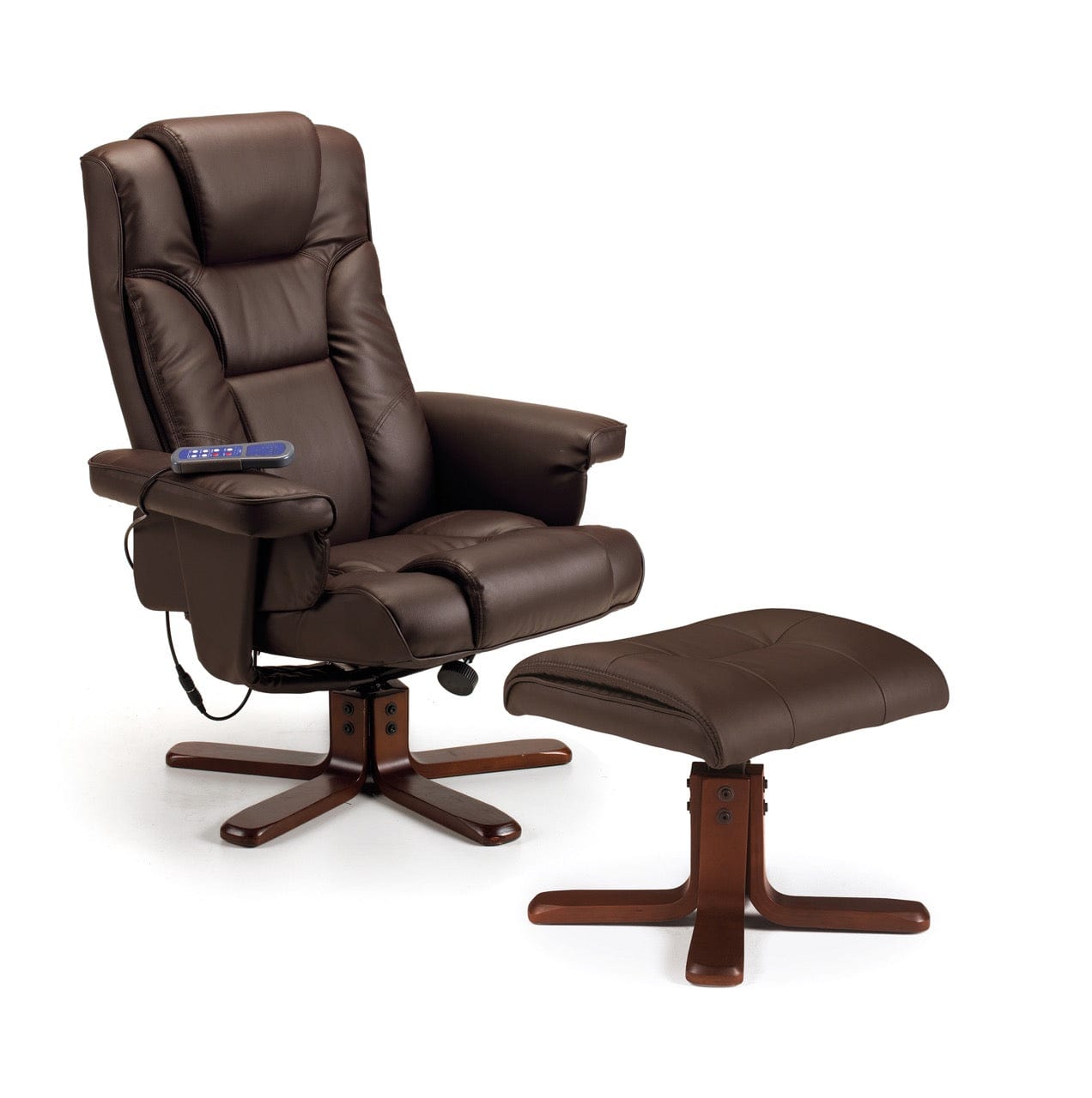 Julian Bowen Armchair Malmo Massage Recliner & Stool Brown Bed Kings