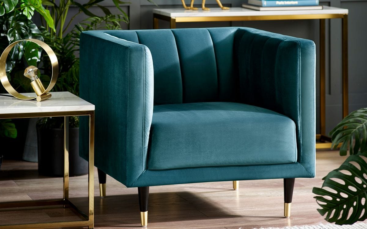 Julian Bowen Armchair Salma Scalloped Back Chair - Teal Bed Kings