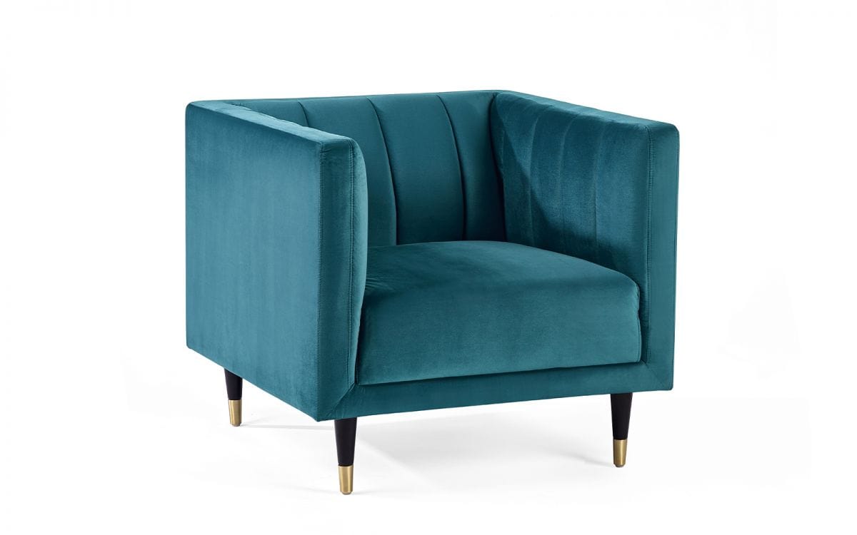 Julian Bowen Armchair Salma Scalloped Back Chair - Teal Bed Kings