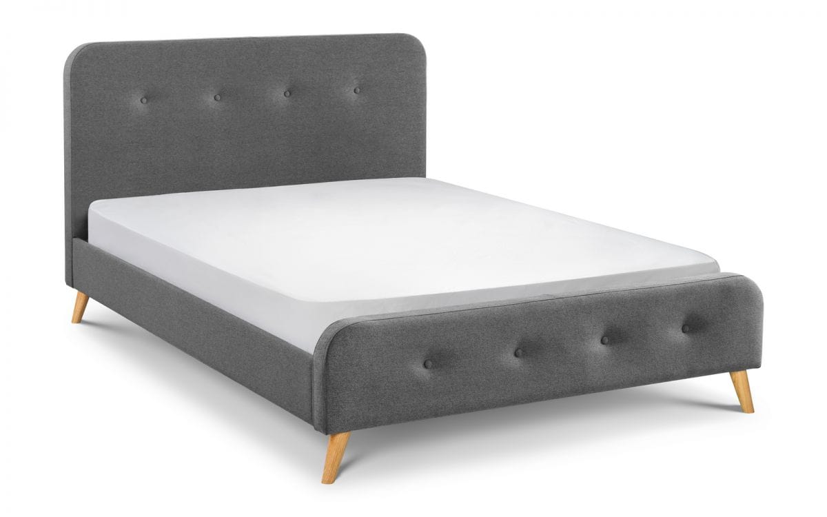 Astrid Curved Retro Buttoned Bed - Grey