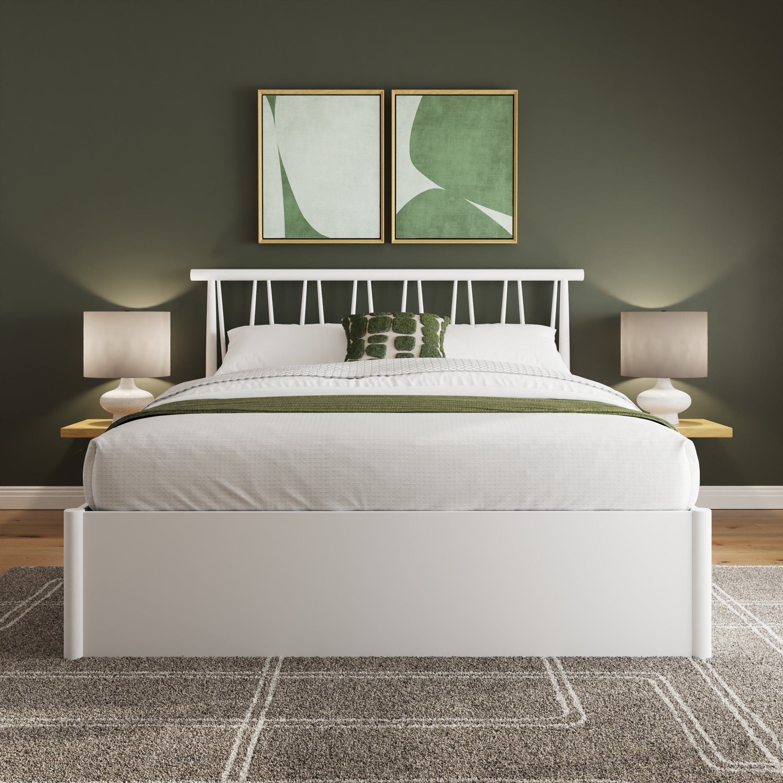 Fusum Spindle Ottoman Bed - White