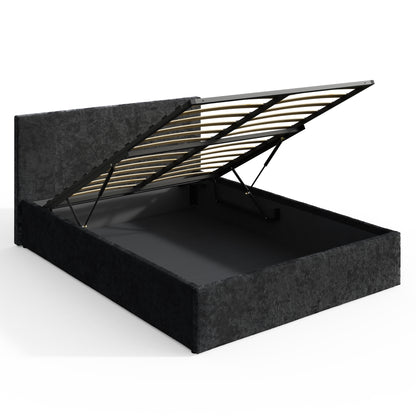 End Lift Ottoman Bed Frame- Black Crushed Velvet