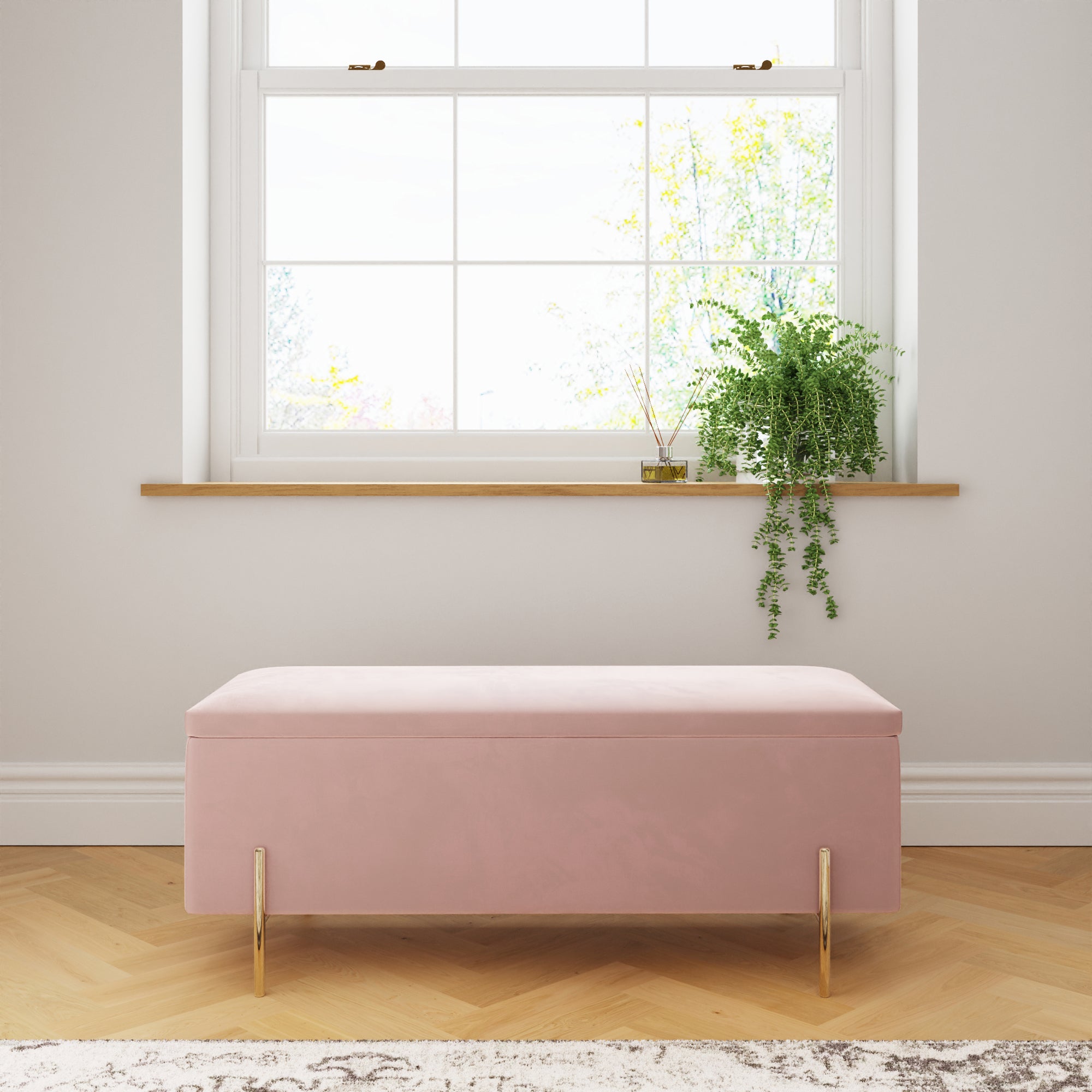 Mystica Ottoman Storage Bench Blush Pink