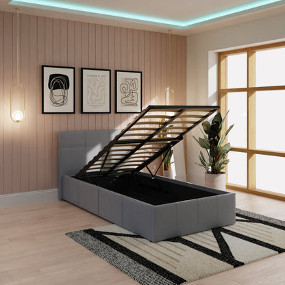 End Lift Ottoman Bed Grey Leather