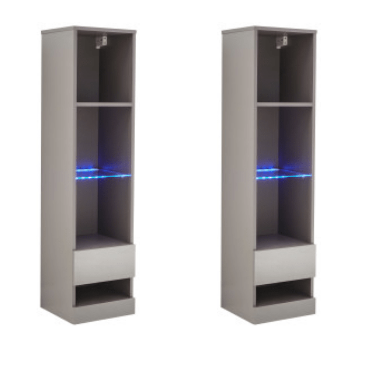 Bed Kings GALICIA TALL SHELVING UNITS PAIR GREY Bed Kings