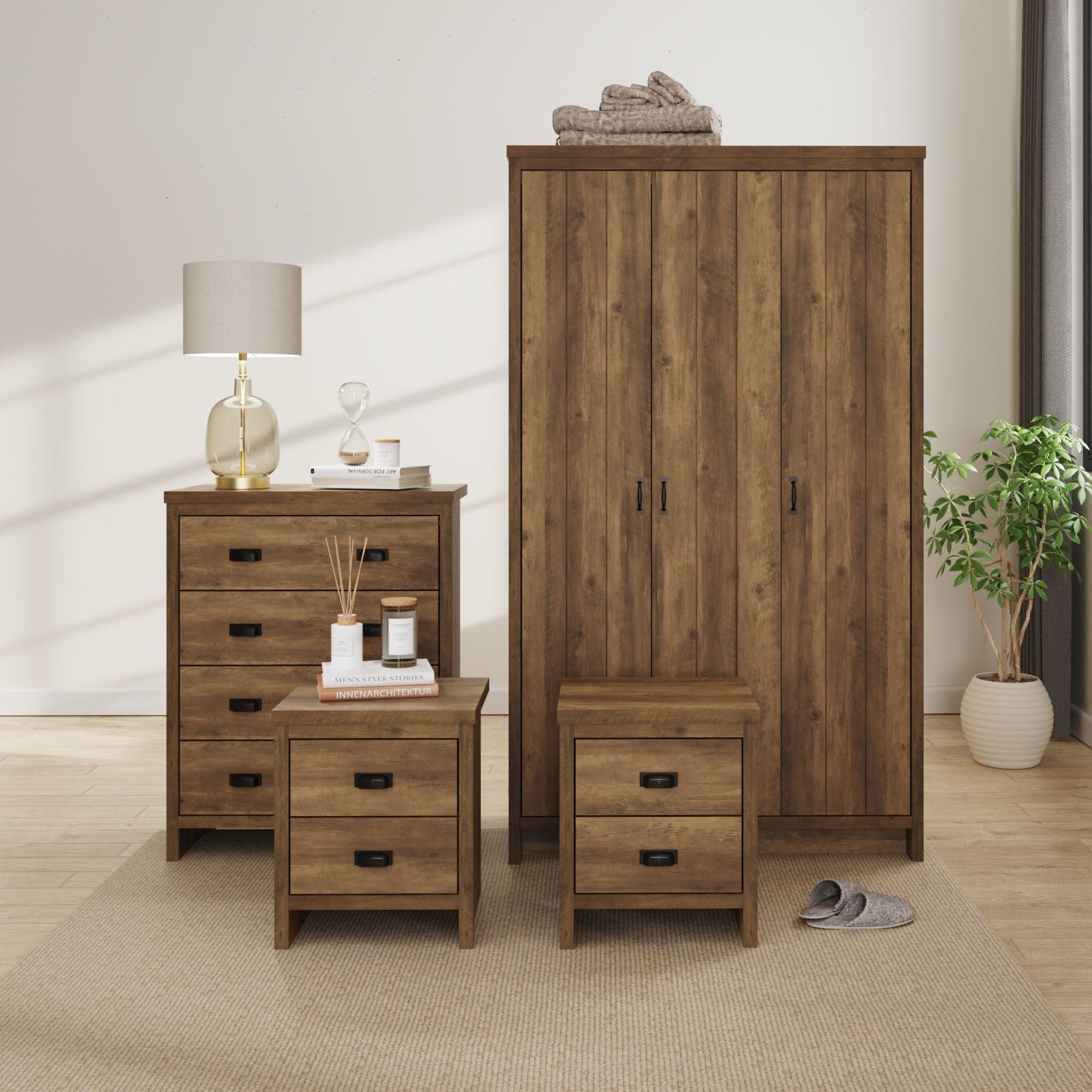 GFW Bedroom Set Boston 4 Piece Bedroom Set Knotty Oak Bed Kings