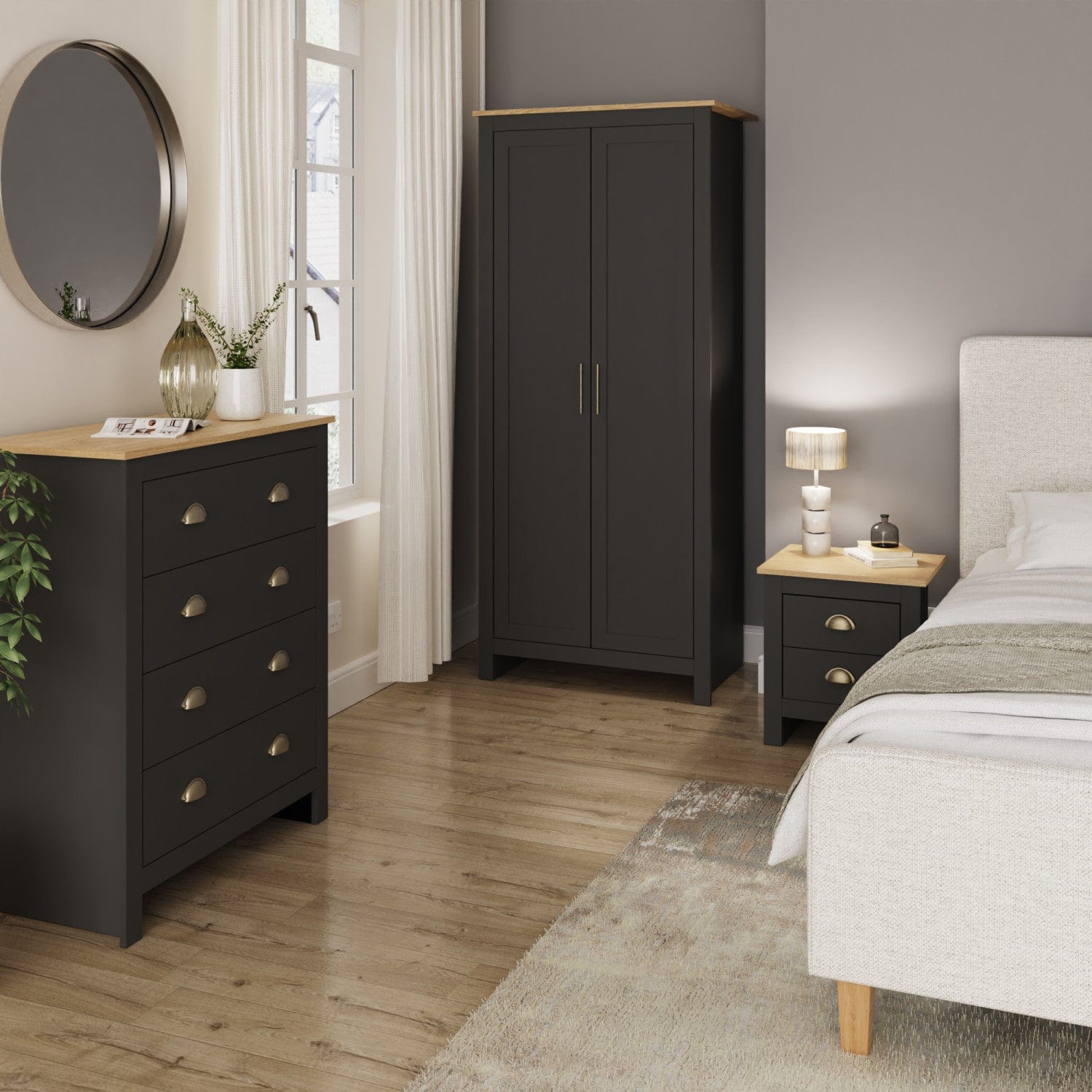 GFW Bedroom Set Lancaster 3 Piece Bedroom Set Black Bed Kings